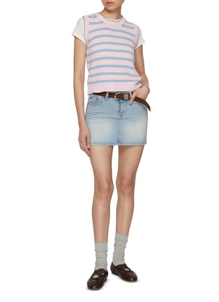 模特儿示范图 - 点击放大 - SUNDAYFRUITMARKET - Striped Cropped Cotton Vest