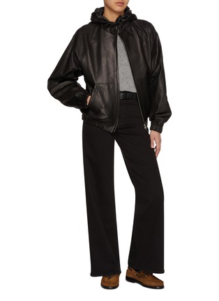 模特儿示范图 - 点击放大 - NOTHING WRITTEN - Hooded Leather Blouson Jacket