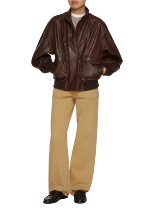 模特儿示范图 - 点击放大 - NOTHING WRITTEN - Stand Collar Leather Blouson Jacket