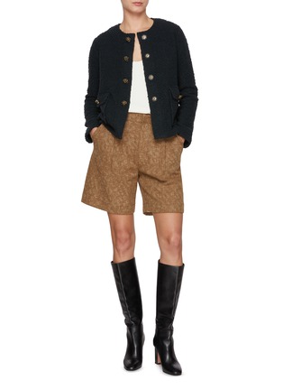 模特儿示范图 - 点击放大 - BRUNO MANETTI - Two Front Pocket Wool Cashmere Knit Jacket