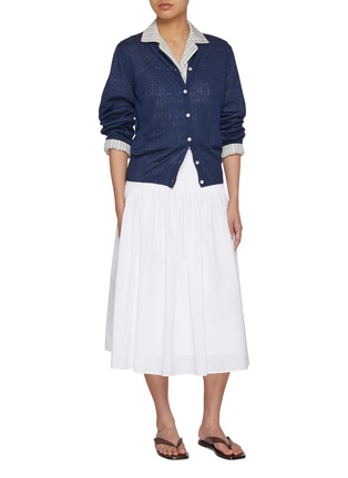 模特儿示范图 - 点击放大 - NOTHING WRITTEN - Bona Pleated Cotton Midi Skirt