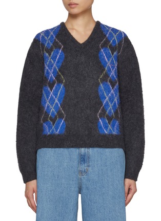 首图 - 点击放大 - SIENNE - Heart Argyle Knit Sweater