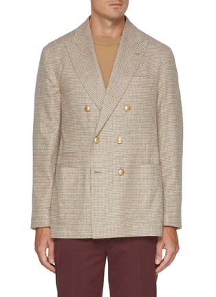 首图 - 点击放大 - BRUNELLO CUCINELLI - Check Silk Wool Double Breasted Blazer