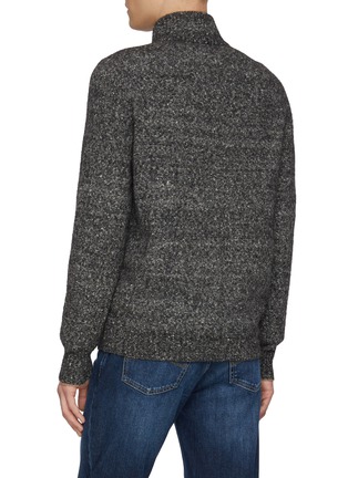 背面 - 点击放大 - BRUNELLO CUCINELLI - Contrast Cuffs Wool Blend Zip Up Cardigan