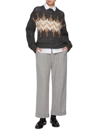 模特儿示范图 - 点击放大 - PESERICO - Intarsia Pattern Knit Sweater