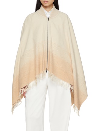 首图 - 点击放大 - PESERICO - Fringed Zip Up Poncho