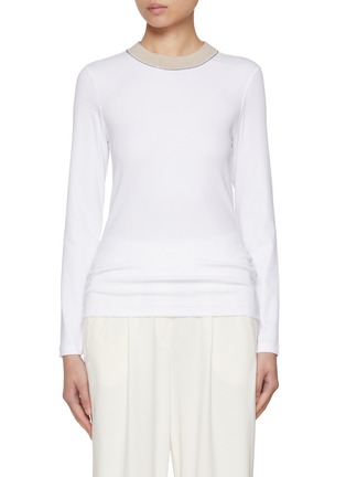首图 - 点击放大 - PESERICO - Embellished Round Neck T-Shirt