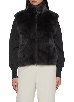 首图 - 点击放大 - PESERICO - Sleeveless Rex Rabbit Fur Wool Cashmere Vest