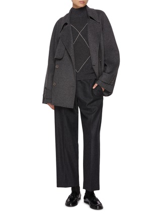 模特儿示范图 - 点击放大 - PESERICO - Diamond Knit Turtleneck Sweater
