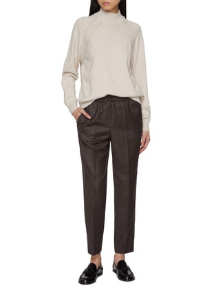 模特儿示范图 - 点击放大 - PESERICO - Turtleneck Wool Silk Cashmere Knit Sweater