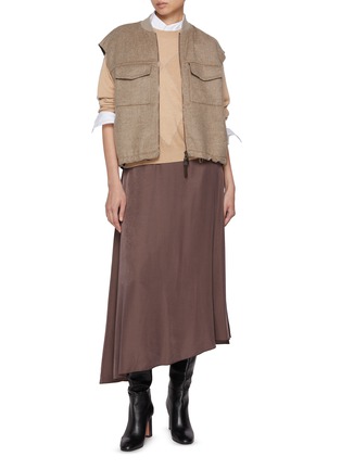 模特儿示范图 - 点击放大 - PESERICO - Asymmetrical Midi Skirt