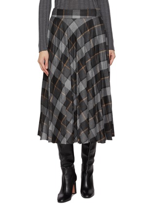 首图 - 点击放大 - PESERICO - Plaid Pleated Midi Skirt