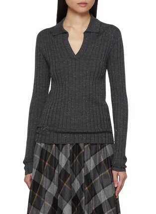 首图 - 点击放大 - PESERICO - Slim Fit Ribbed Wool Blend Knit Polo Top