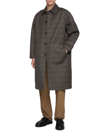 模特儿示范图 - 点击放大 - THE ROW - Palo Reversible Glen Check Wool Silk Coat