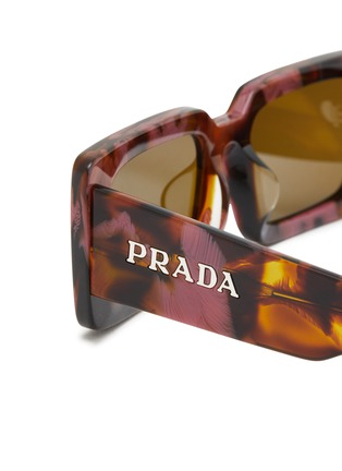 细节 - 点击放大 - PRADA - Cognac Tortoise Pillow Acetate Sunglasses
