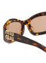 细节 - 点击放大 - MIU MIU - Tortoiseshell Irregular Stacked Logo Acetate Sunglasses