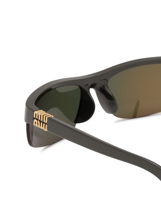 细节 - 点击放大 - MIU MIU - Half Rim Stacked Logo Metal Sunglasses