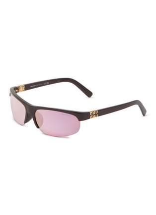 首图 - 点击放大 - MIU MIU - Half Rim Stacked Logo Acetate Sunglasses
