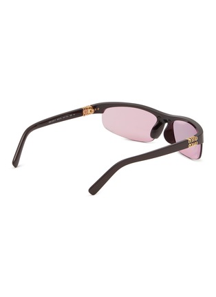 模特儿示范图 - 点击放大 - MIU MIU - Half Rim Stacked Logo Acetate Sunglasses