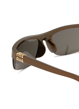 细节 - 点击放大 - MIU MIU - Half Rim Stacked Logo Metal Sunglasses