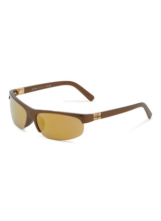 首图 - 点击放大 - MIU MIU - Half Rim Stacked Logo Metal Sunglasses