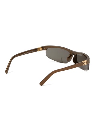 模特儿示范图 - 点击放大 - MIU MIU - Half Rim Stacked Logo Metal Sunglasses
