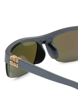 细节 - 点击放大 - MIU MIU - Half Rim Stacked Logo Metal Sunglasses