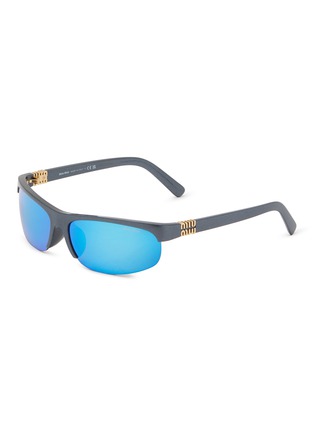 首图 - 点击放大 - MIU MIU - Half Rim Stacked Logo Metal Sunglasses