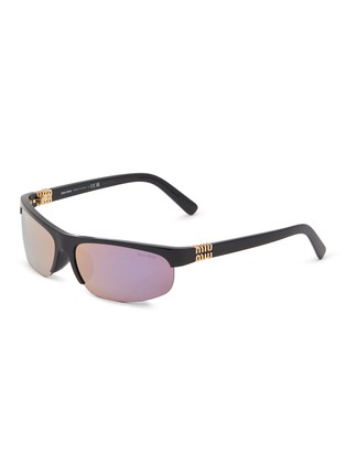 首图 - 点击放大 - MIU MIU - Half Rim Stacked Logo Acetate Sunglasses