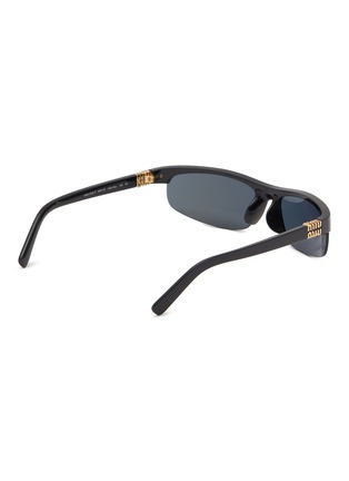 模特儿示范图 - 点击放大 - MIU MIU - Half Rim Stacked Logo Acetate Sunglasses