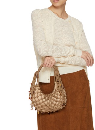 模特儿示范图 - 点击放大 - ROSANTICA - Nod Crystal Embellished Satin Hobo Bag