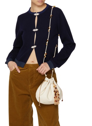 模特儿示范图 - 点击放大 - ROSANTICA - Calliope Ambra Embellished Leather Crossbody Bag
