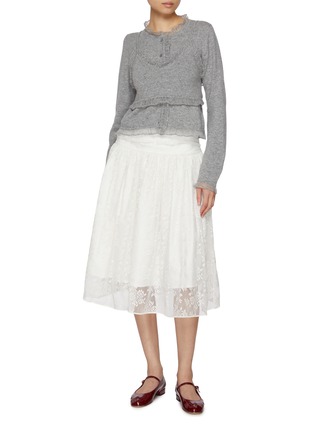 模特儿示范图 - 点击放大 - ATELIER EDITION - Cashmere Frill Knit Cardigan