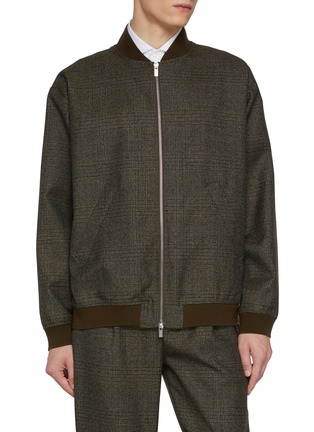 首图 - 点击放大 - BARENA - Varsity Chequered Zip Up Wool Jacket