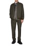 模特儿示范图 - 点击放大 - BARENA - Varsity Chequered Zip Up Wool Jacket
