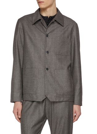 首图 - 点击放大 - BARENA - Pinpoint Flannel Wool Overshirt
