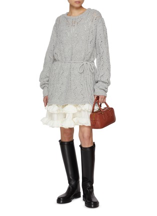 模特儿示范图 - 点击放大 - ATELIER EDITION - Scotch Tie Waist Knit Sweater