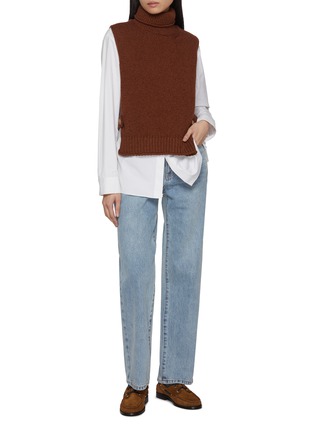 模特儿示范图 - 点击放大 - BARRIE - Sleeveless Turtleneck Cashmere Knit Top