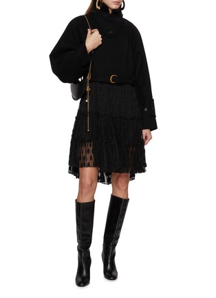 模特儿示范图 - 点击放大 - CHLOÉ - Stand Collar Belted Hem Wool Jacket