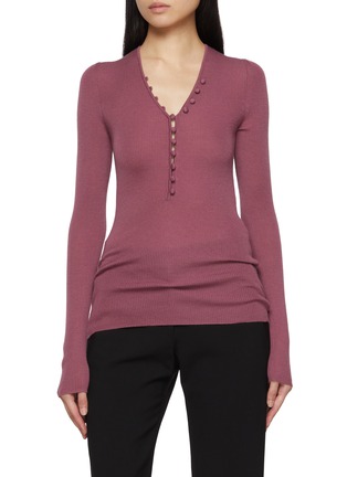 首图 - 点击放大 - CHLOÉ - Merino Wool Knit Henley Top