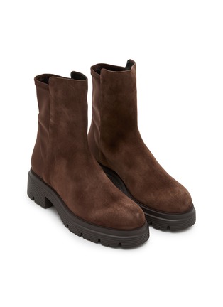 细节 - 点击放大 - STUART WEITZMAN - 5050 HUDSON LITE 绒面皮拼接及踝靴