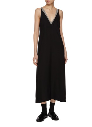 模特儿示范图 - 点击放大 - BARENA - Striped Trim Midi Dress