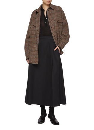 模特儿示范图 - 点击放大 - BARENA - Plaid Check Wool Overshirt