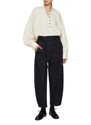 模特儿示范图 - 点击放大 - BARENA - Batwing Sleeve Cotton Shirt