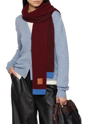 LOEWE | 拼接非对称羊毛针织围巾