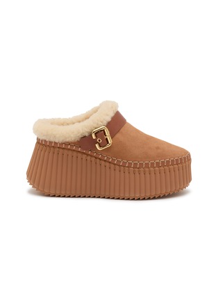 首图 - 点击放大 - CHLOÉ - Nama Suede Shearling Wedge Mules