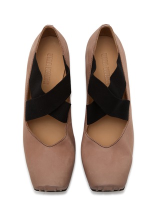 细节 - 点击放大 - UMA WANG - 45 Crisscross Elastic Band Leather Ballerina Pumps