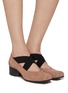 模特儿示范图 - 点击放大 - UMA WANG - 45 Crisscross Elastic Band Leather Ballerina Pumps