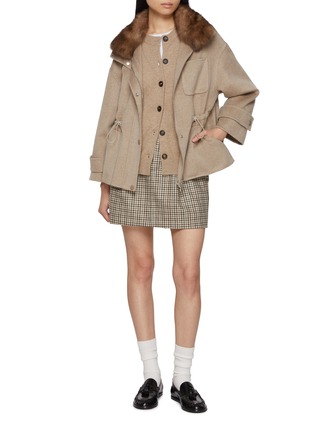 模特儿示范图 - 点击放大 - CHEVITE - High Neck Sable Fur Cashmere Jacket