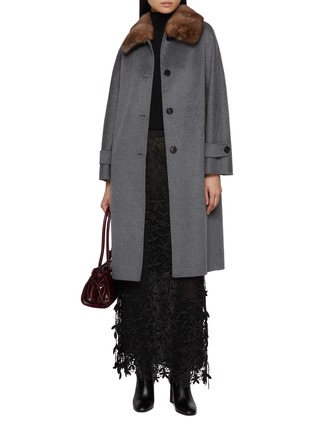 模特儿示范图 - 点击放大 - CHEVITE - Sable Fur Collar Cashmere Coat